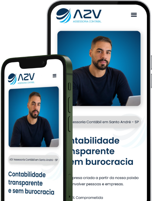Mockup de celulares exibindo assessoria contábil em Santo André acessível pelo smartphone